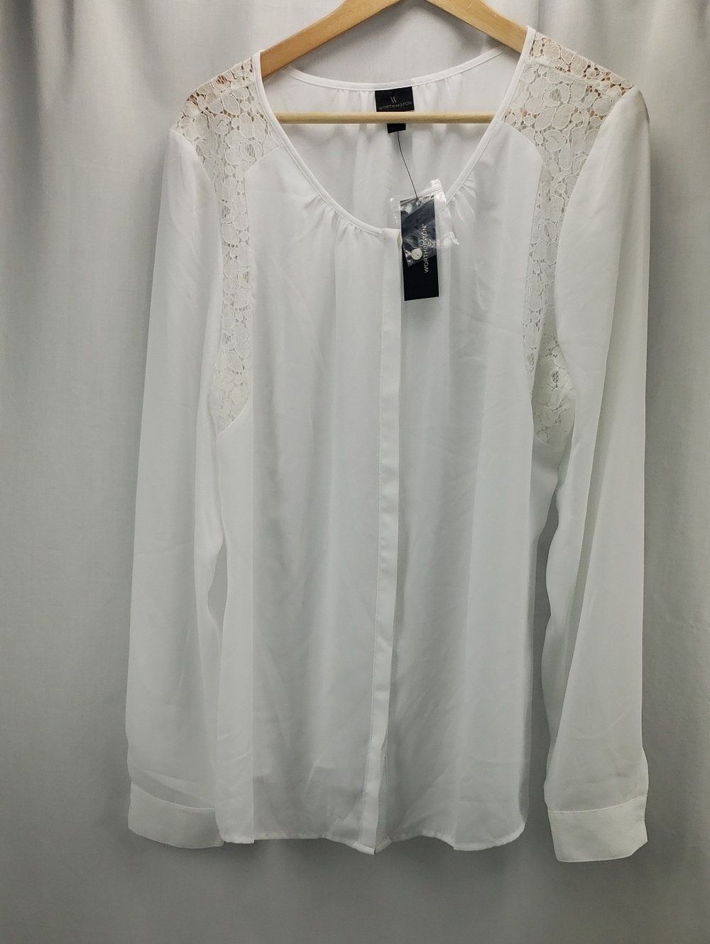 Worthington White Lace Button-up Blouse Size 2XLT NWT